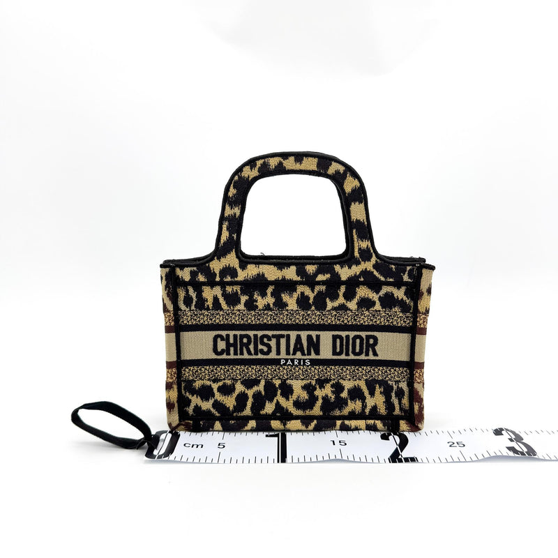 Christian Dior Book Mizza Embroidered Canvas Black Bag