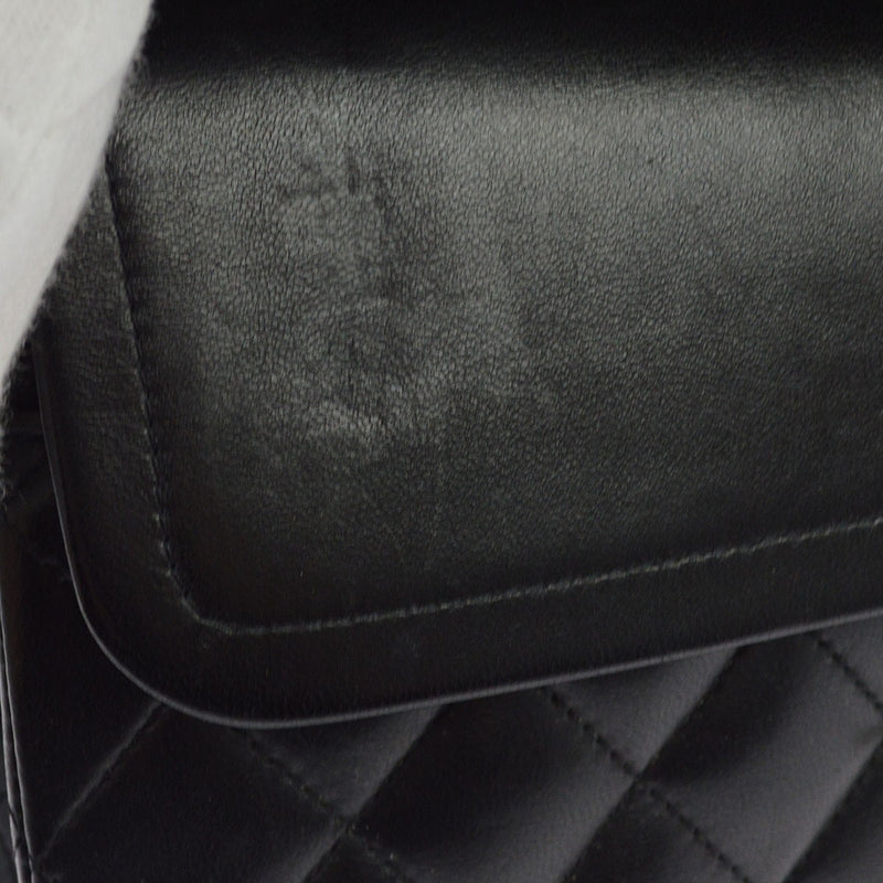 Chanel Classic Timeless Double Flap Quilted Lambskin Black Leather Bag