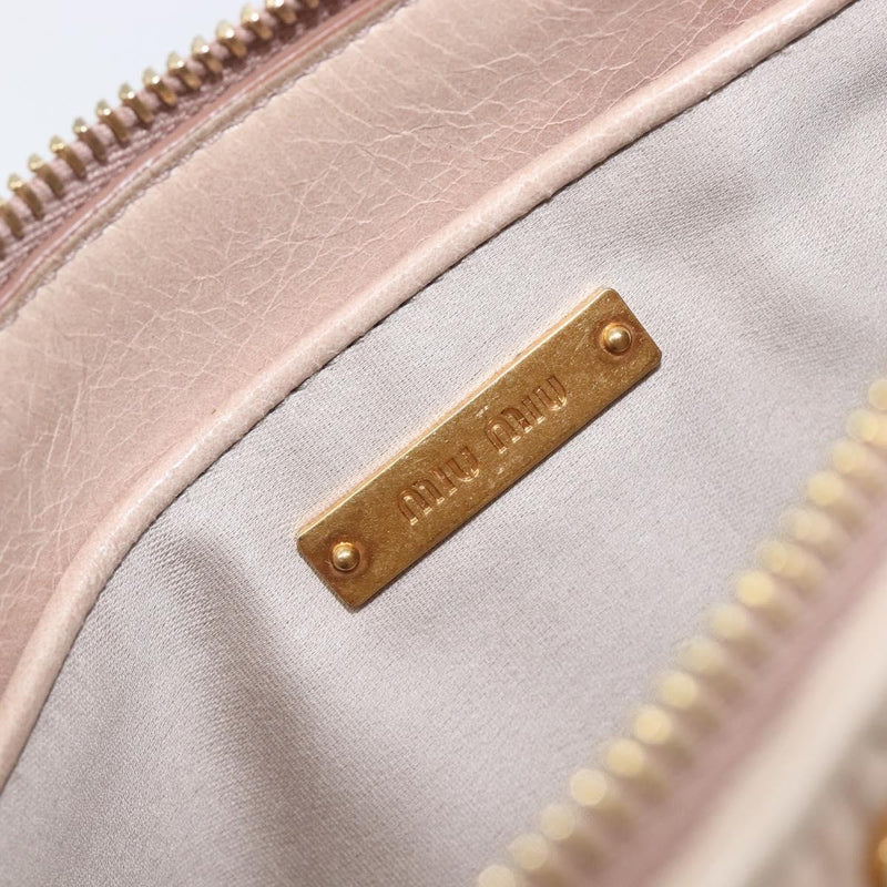 Miu Miu Zip Wristlet Matelasse Leather Beige Bag