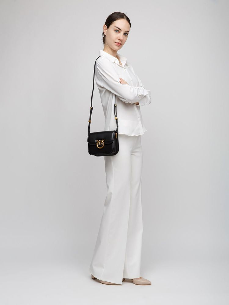 Pinko Love Box Crossbody Bag — Black Sheepskin