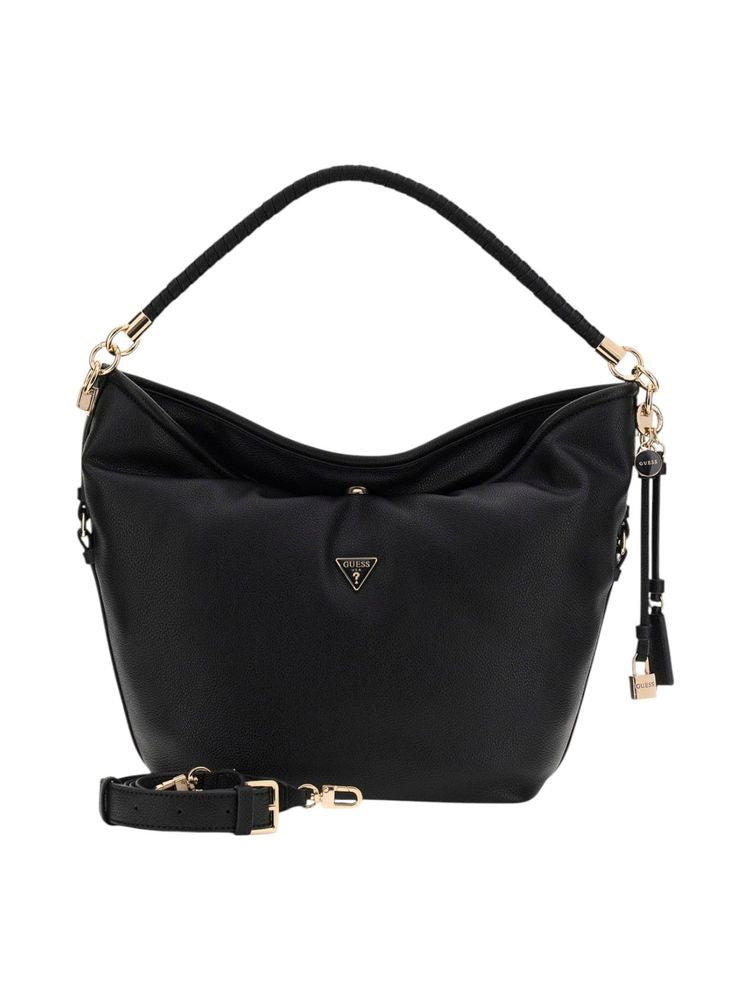 Guess Slouchy Polyurethane Hobo Bag — Black