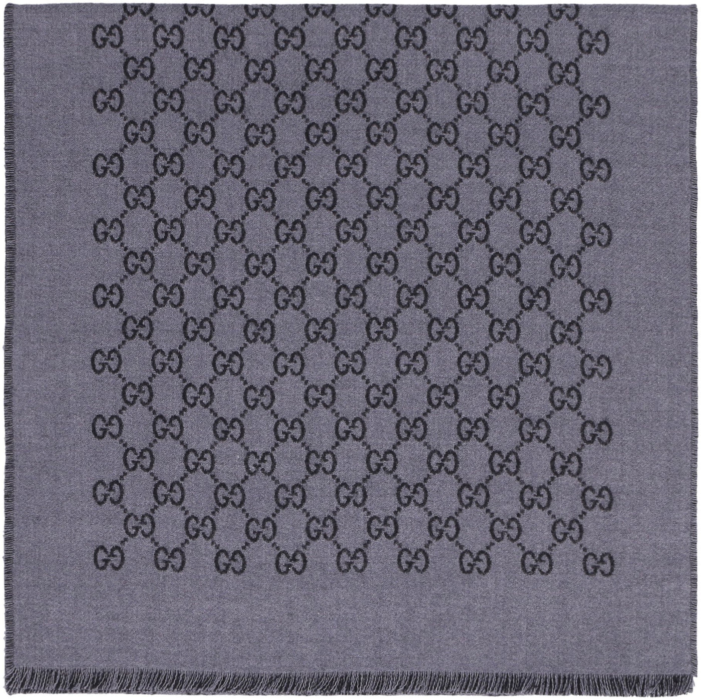 Gucci Gg Jacquard Wool Scarf — Gray Scarfs