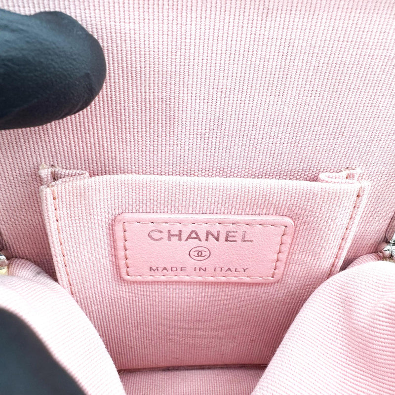 Chanel Cc Frame Clutch With Chain Quilted Lambskin And Plexiglass Beige Leather