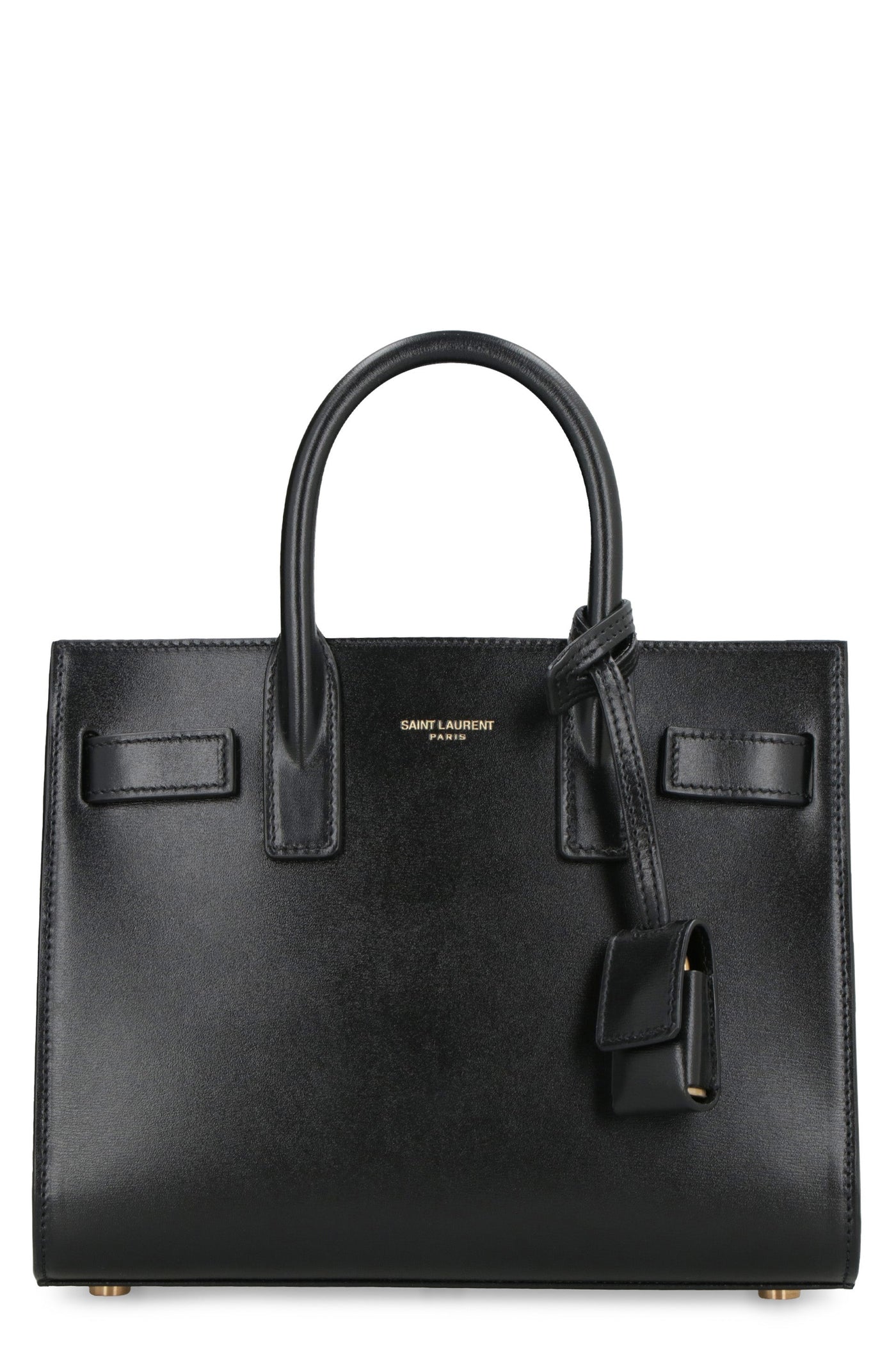 Saint Laurent Top Handle Bag — Black Calf Leather