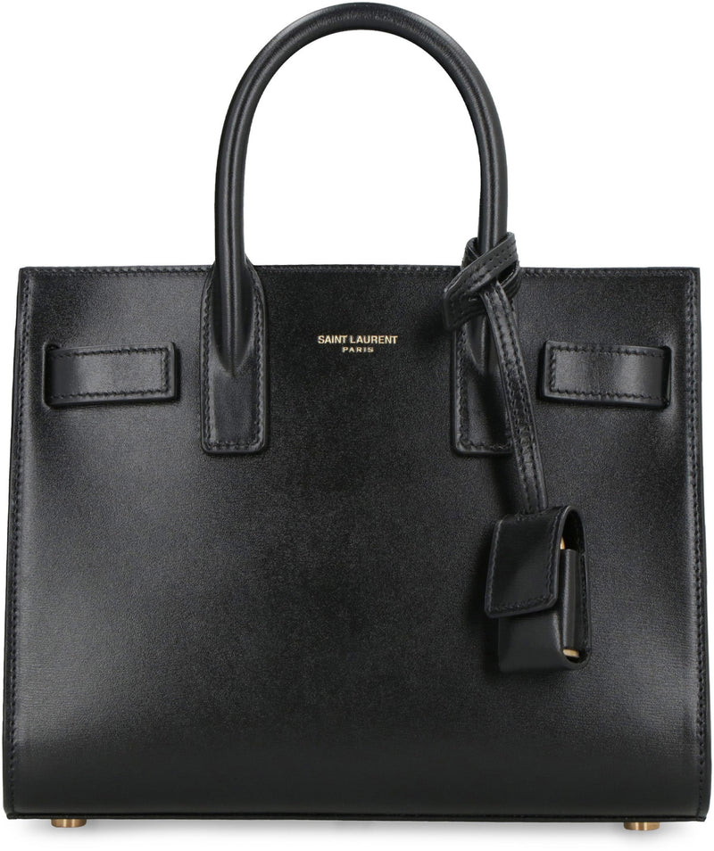 Saint Laurent Top Handle Bag — Black Calf Leather