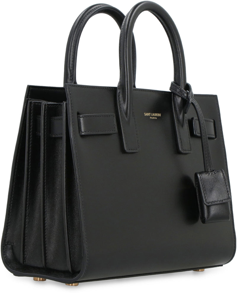 Saint Laurent Top Handle Bag — Black Calf Leather