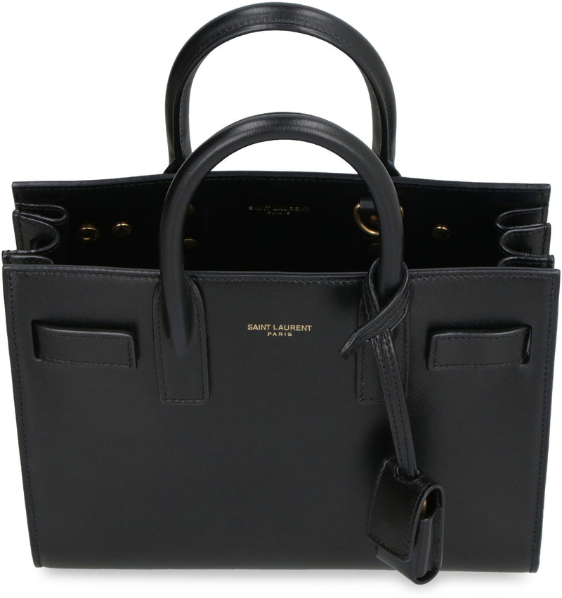 Saint Laurent Top Handle Bag — Black Calf Leather