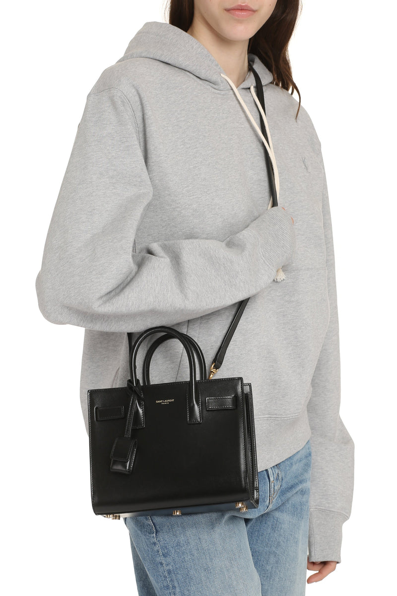 Saint Laurent Top Handle Bag — Black Calf Leather