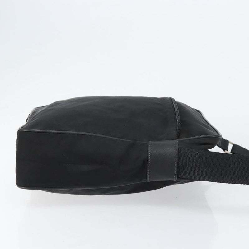 Prada Zip Messenger Tessuto With Leather Black Nylon