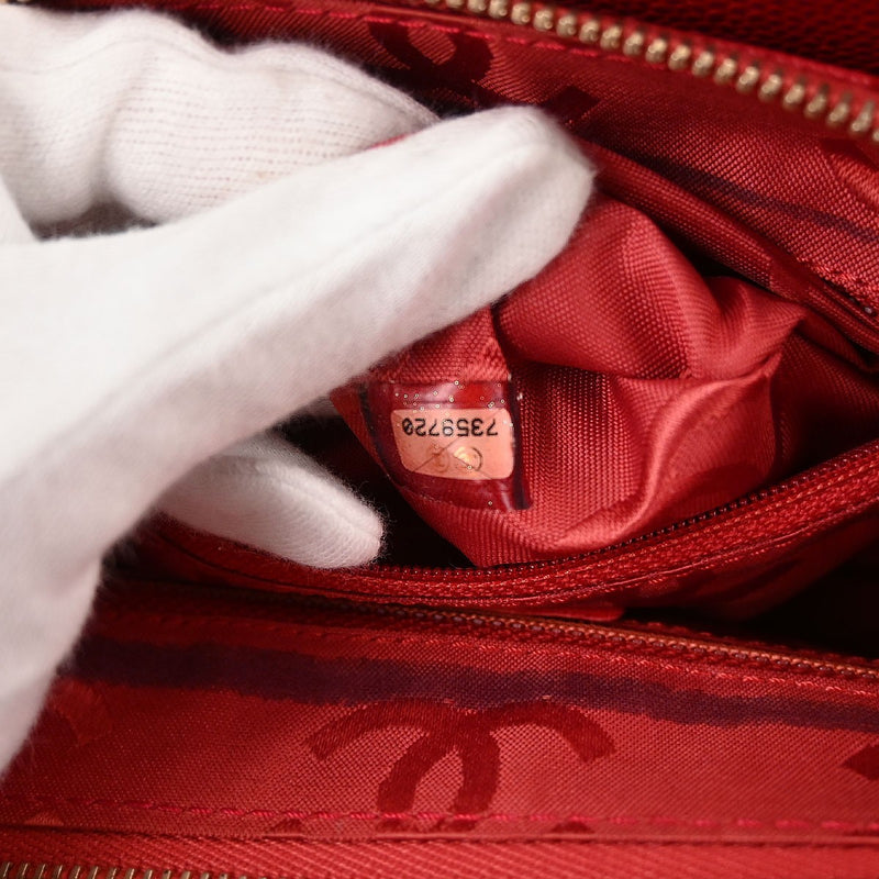 Chanel Vintage Logo Caviar Red Leather Bag