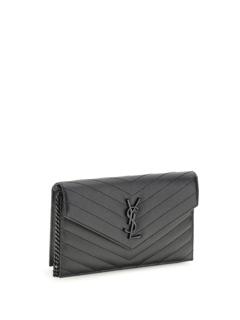 Saint Laurent Cassandre Shoulder Bag — Black Calf Leather Bos Taurus