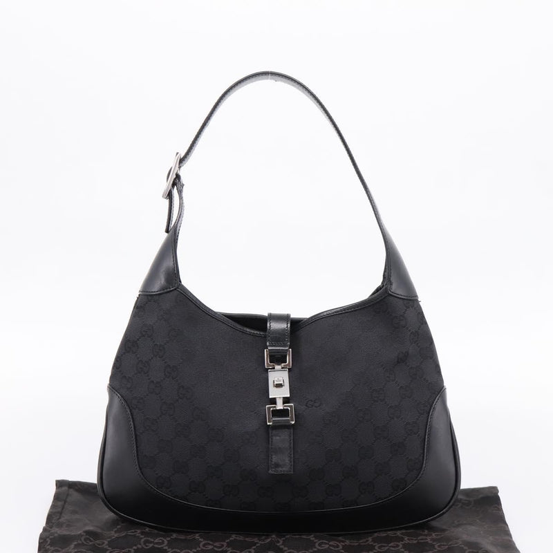 Gucci Jackie O Hobo Gg Canvas With Leather Black