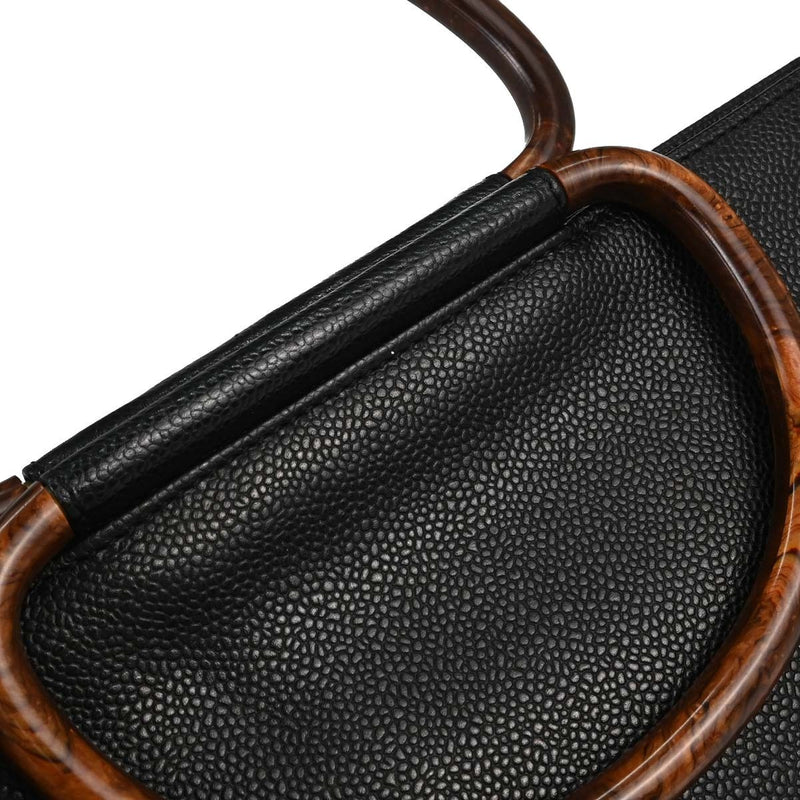 Chanel Vintage Wooden Caviar Black Leather Bag