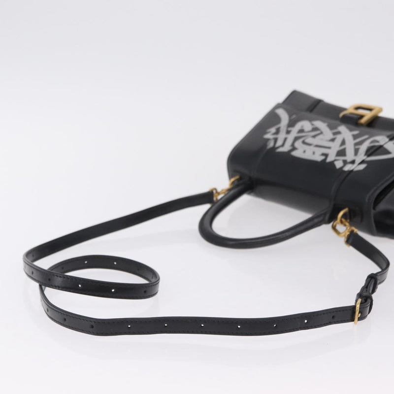 Balenciaga Graffiti Hourglass Top Handle Leather Black Bag