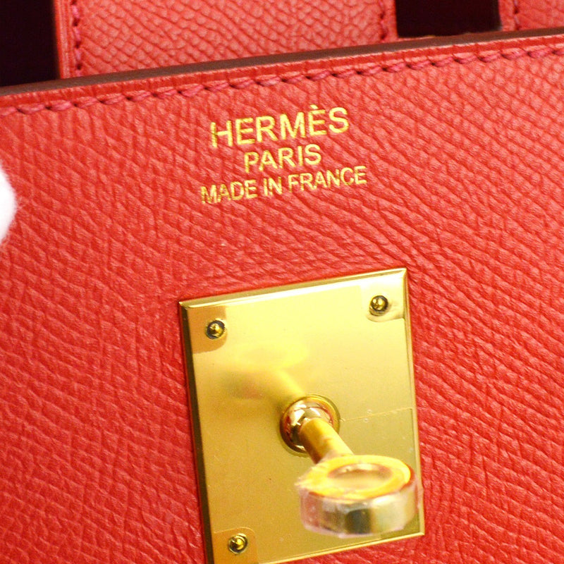 Hermes Birkin Red Epsom With Gold Hardware Leather Bag