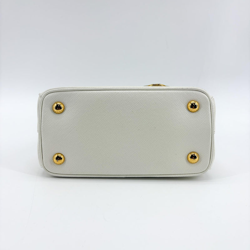Prada Galleria Double Zip Saffiano Leather White Bag