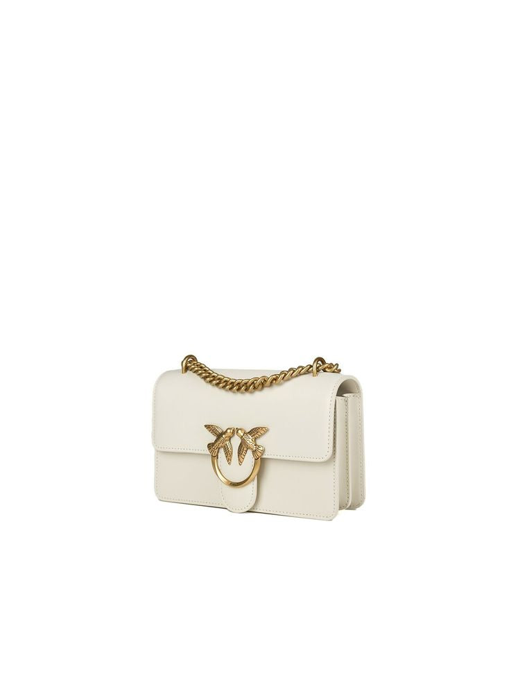 Pinko Love Crossbody Bag — White Cow Leather