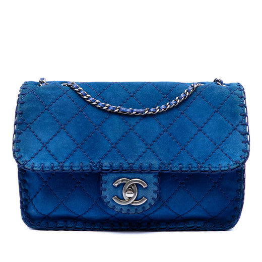 Medium CC Quilted Suede Whipstitch Single Flap - Image 1