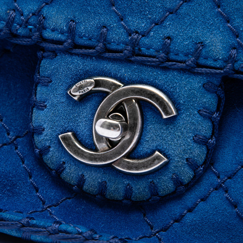 Medium CC Quilted Suede Whipstitch Single Flap - Image 5