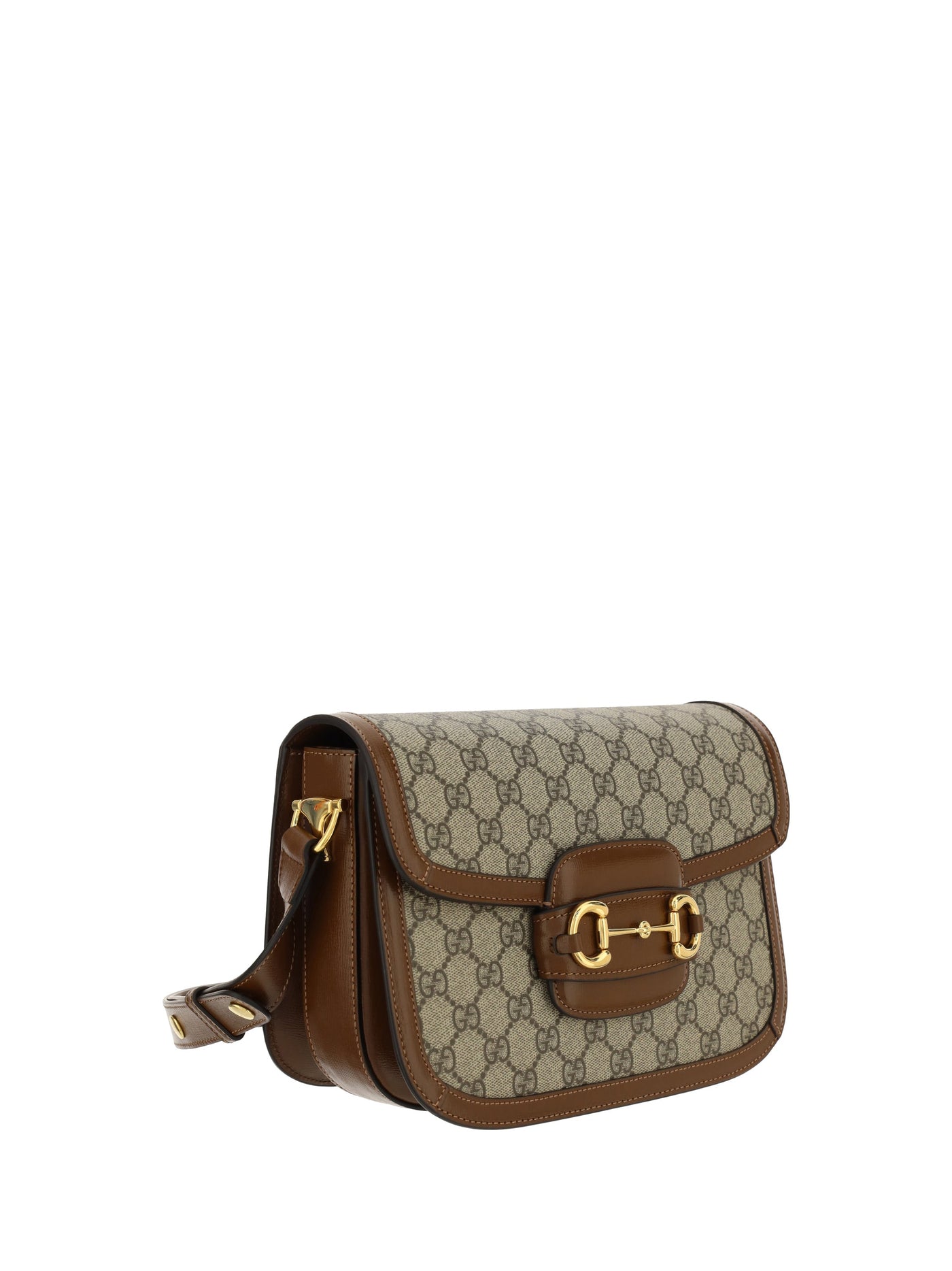 Gucci Horsebit Shoulder Bag — Brown Cotton
