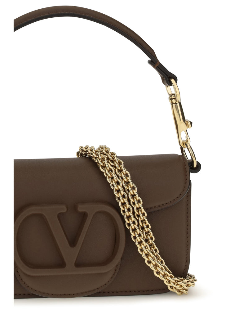 Valentino Garavani Locò Shoulder Bag — Brown Calf Leather Bos Taurus