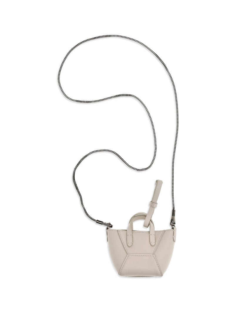 Brunello Cucinelli Chain-Strap Leather Shoulder Bag — Beige Calf Bos Taurus