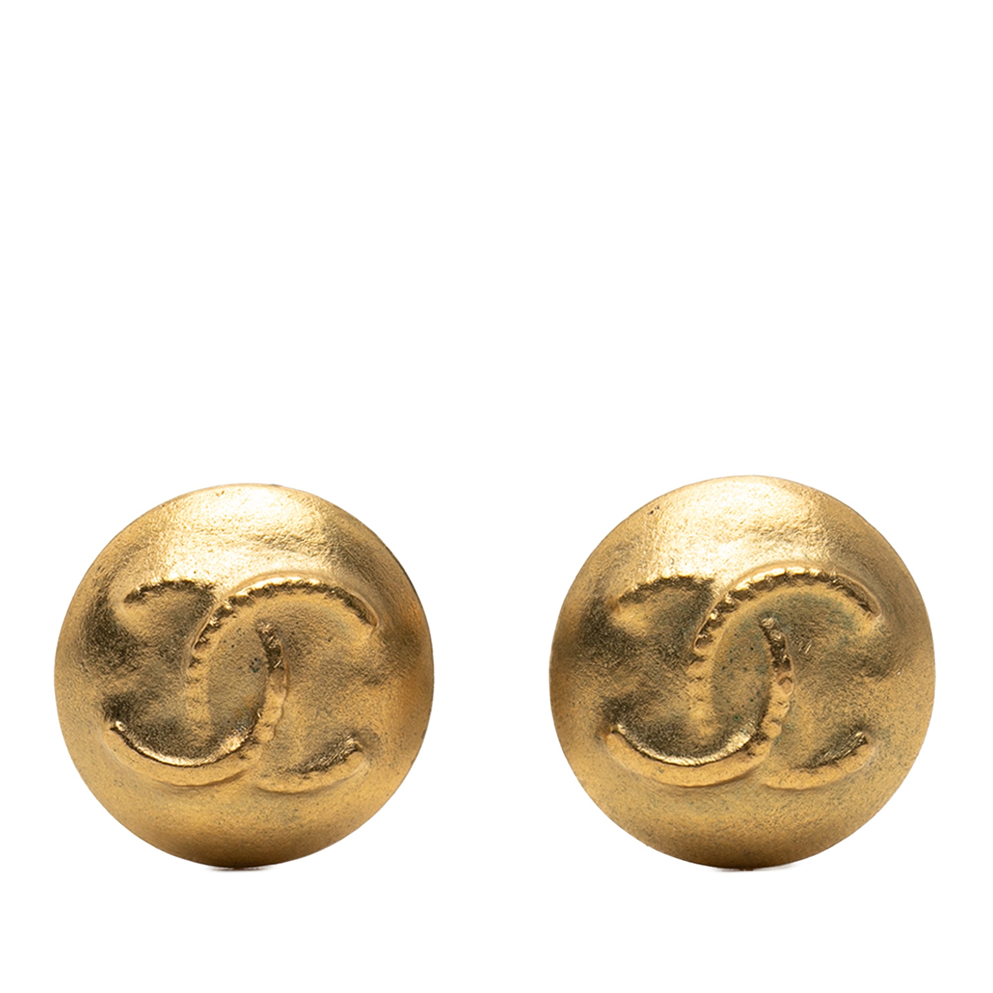 CC Gold Plated Round Clip on Earrings - Image 1