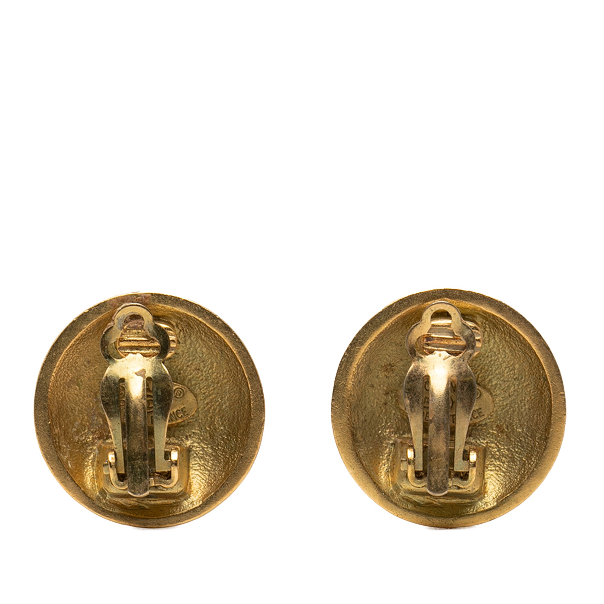 CC Gold Plated Round Clip on Earrings - Image 2