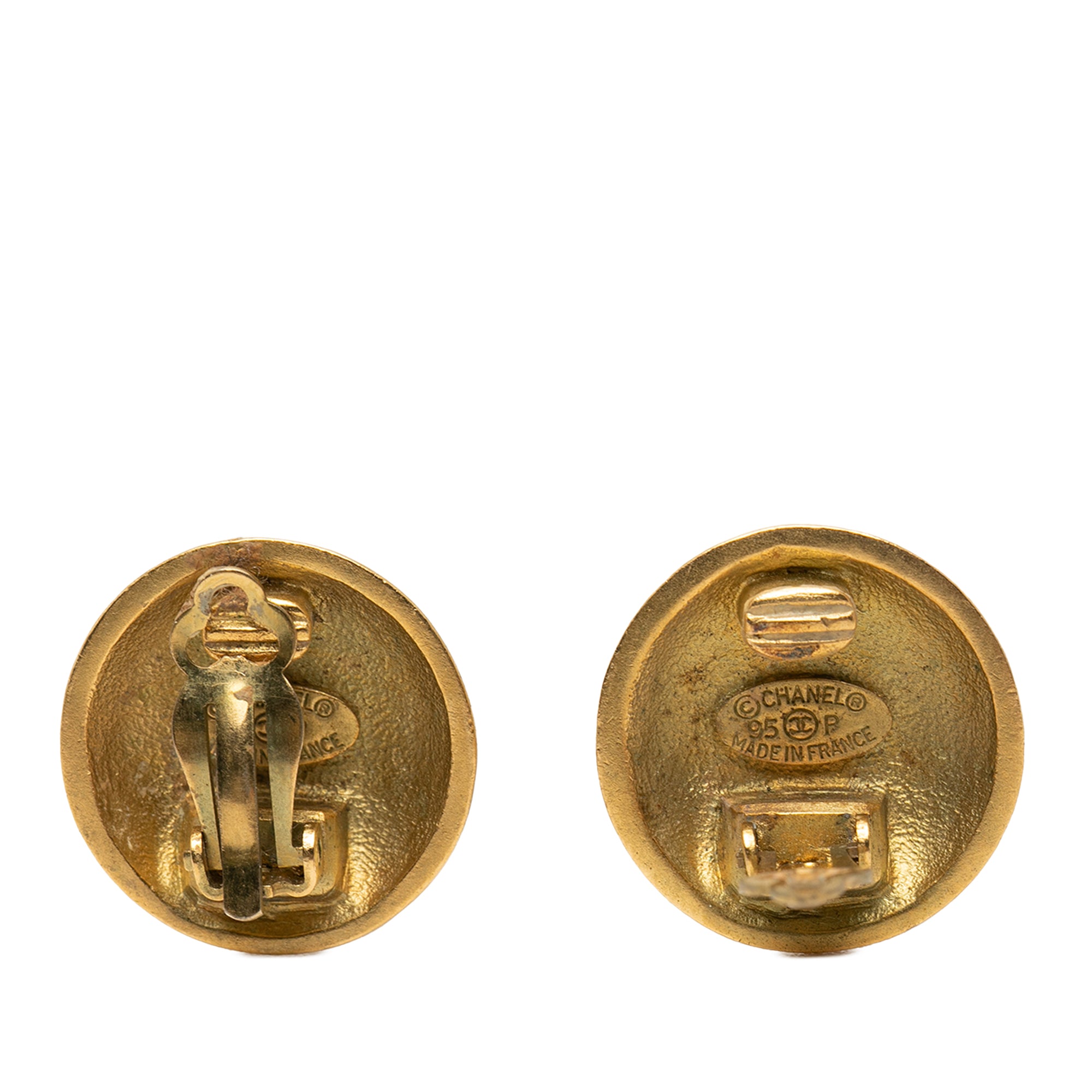 CC Gold Plated Round Clip on Earrings - Image 3