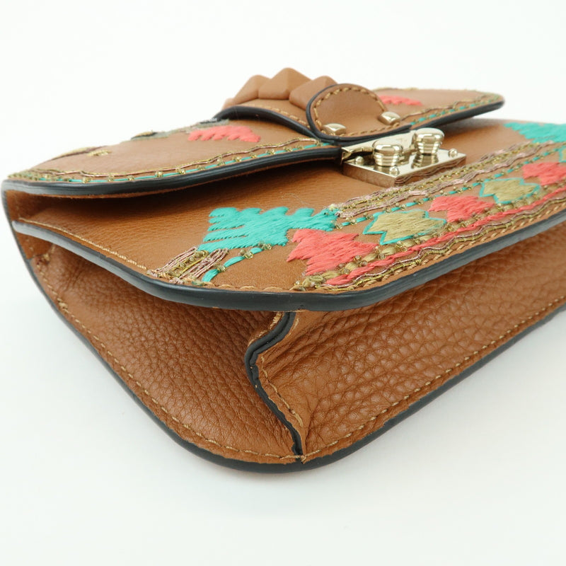 Valentino Garavani Glam Lock Leather Brown Bag