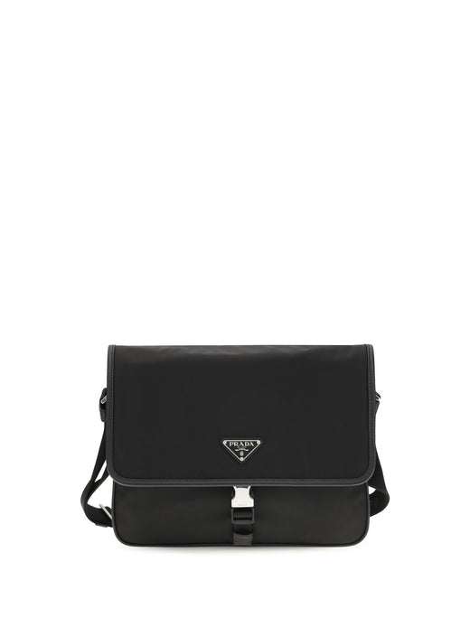 Prada Re-Nylon And Saffiano Shoulder Bag — Black Recycled Polyamide