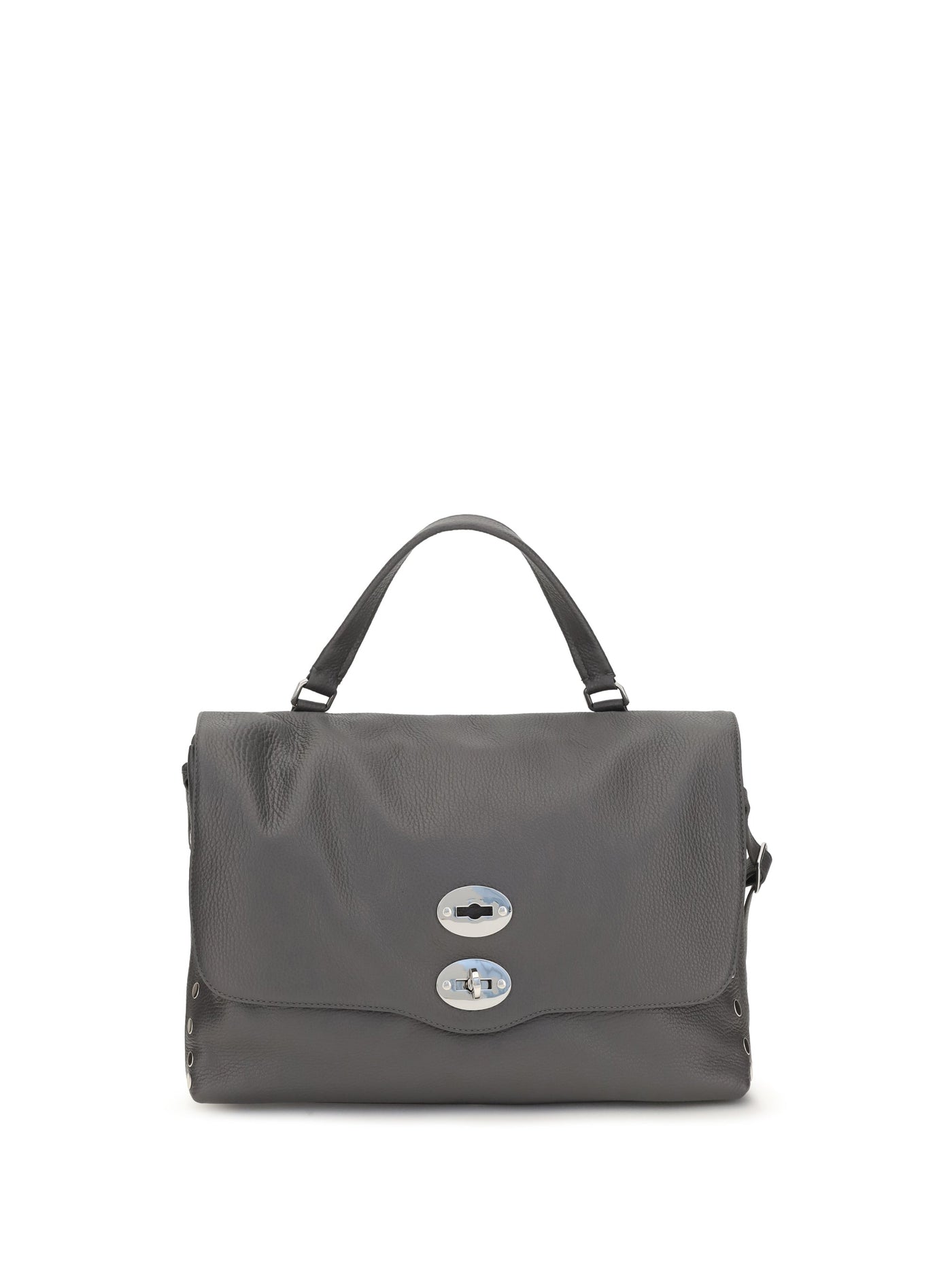 Zanellato Hammered Calf Leather Top Handle Bag — Gray Bos Taurus