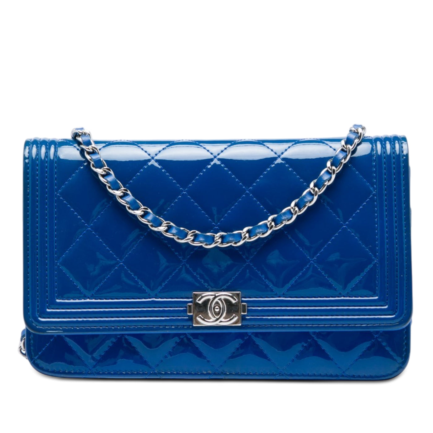 Quilted Patent Boy Wallet on Chain - Image 1
