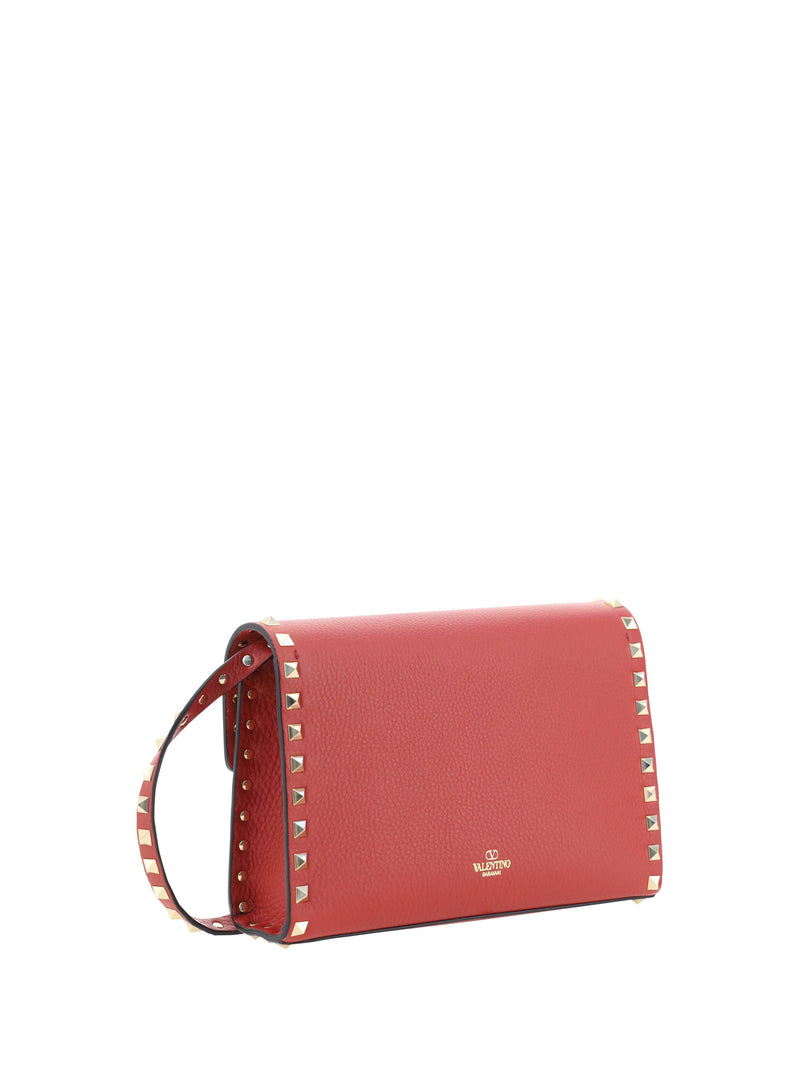 Valentino Garavani Rockstud Shoulder Bag — Red Calf Leather Bos Taurus