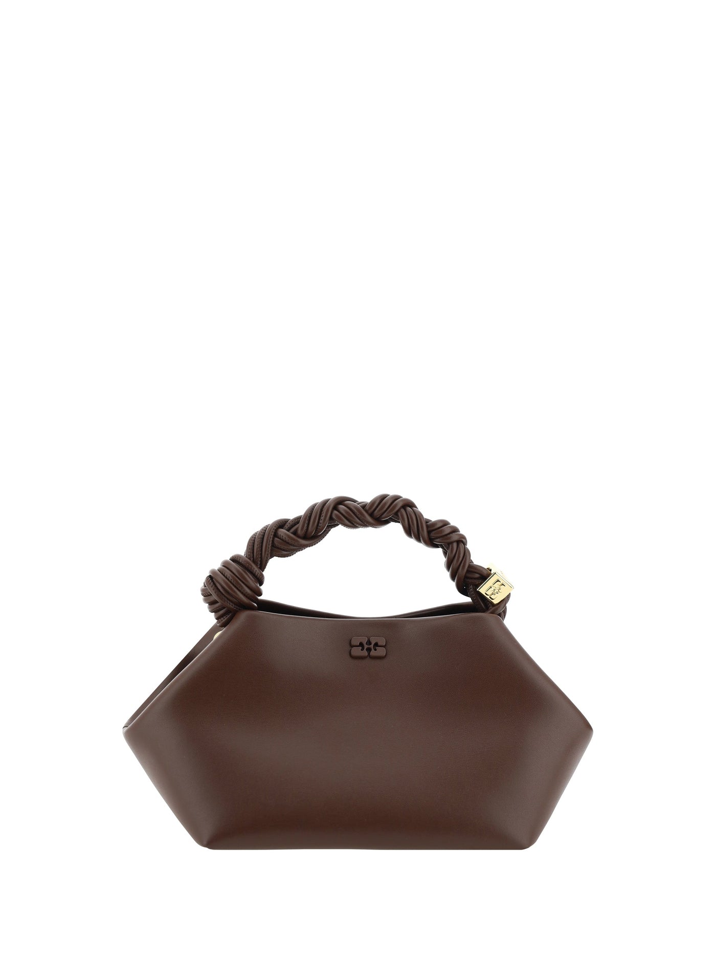 Ganni Bou Top Handle Bag — Brown Calf Leather (bos Taurus)
