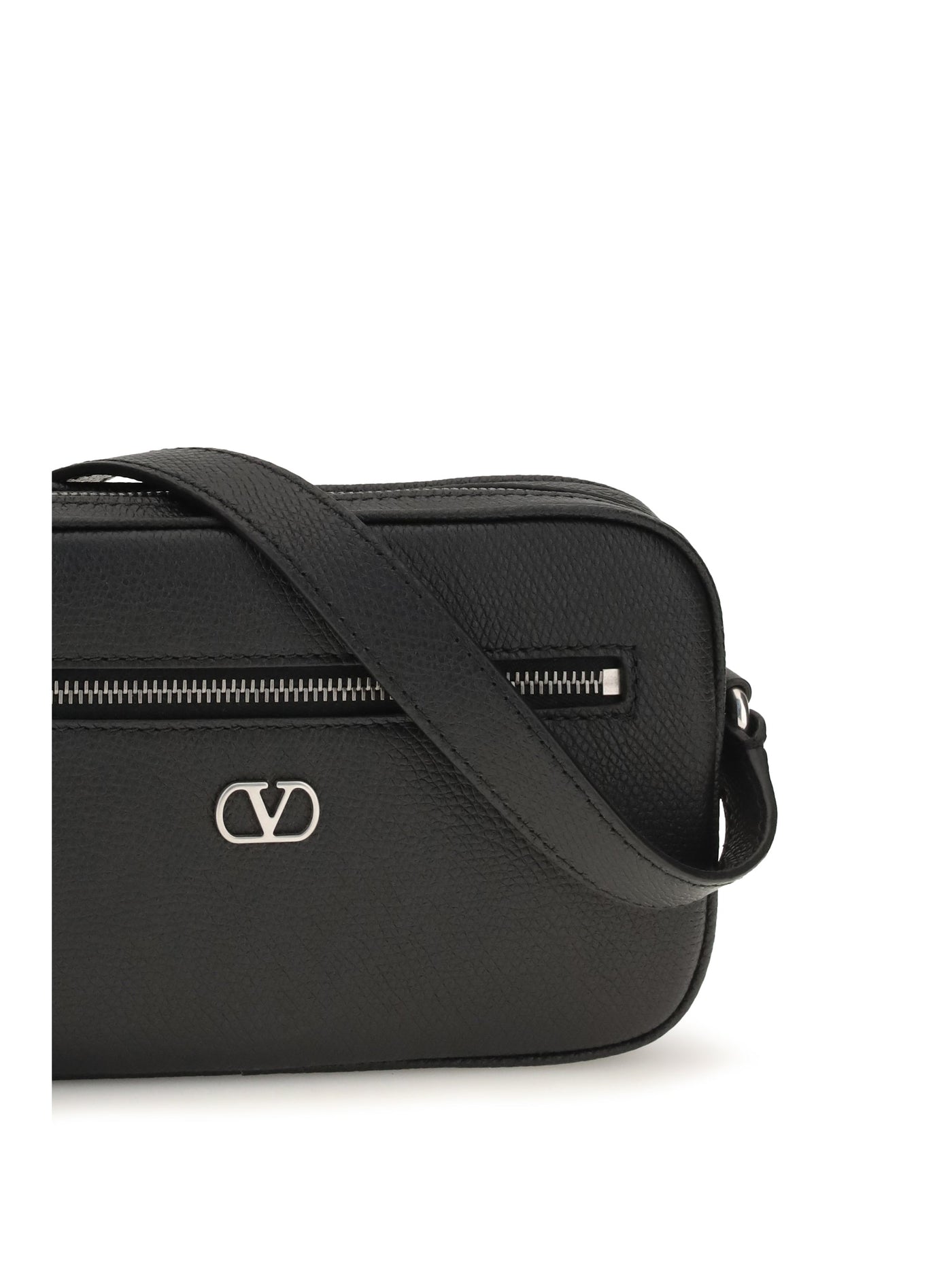 Valentino Garavani Grained Calf Leather Crossbody Bag — Black