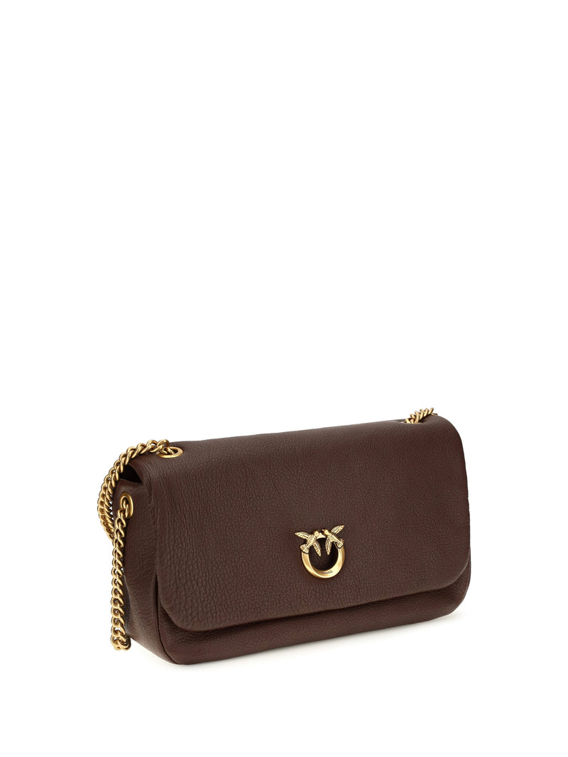 Pinko Love Birds Shoulder Bag — Brown Calf Leather Bos Taurus