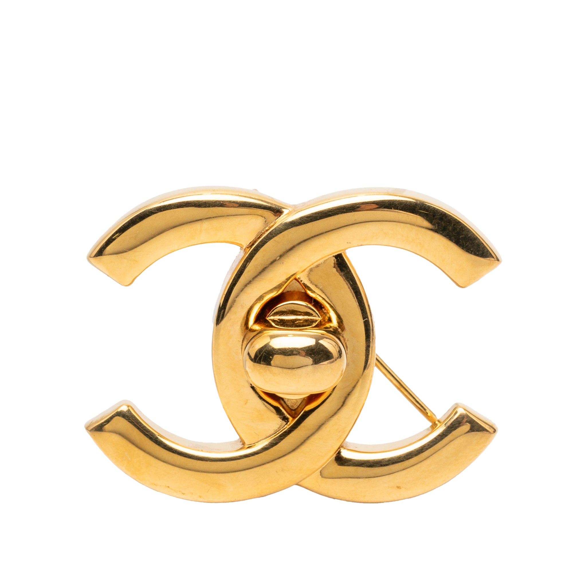 CC Gold Plated Turn Lock Brooch - Image 1