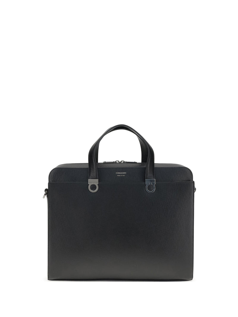Ferragamo Shoulder Bag — Black Calf Leather
