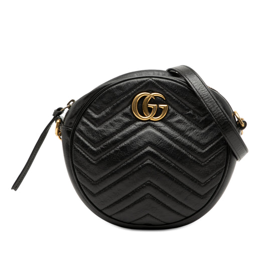 Mini GG Marmont Matelasse Leather Round Crossbody - Image 1