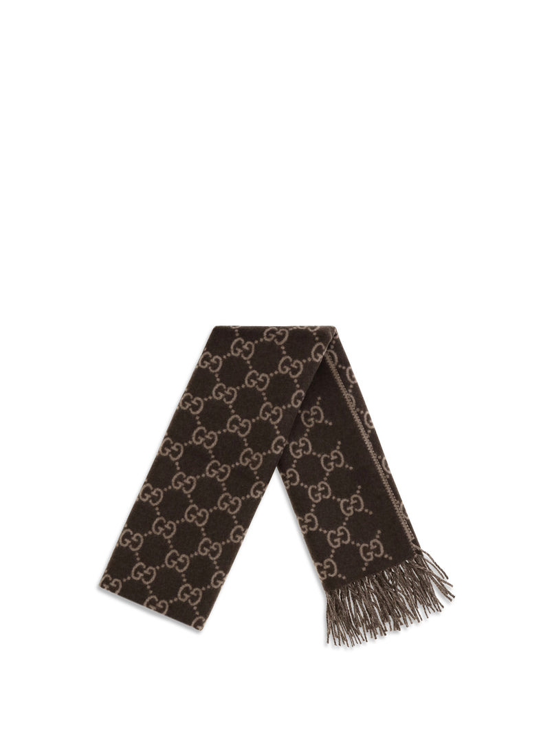 Gucci Gg Cashmere Scarf — Brown Kashmir/capra Hircus Scarfs