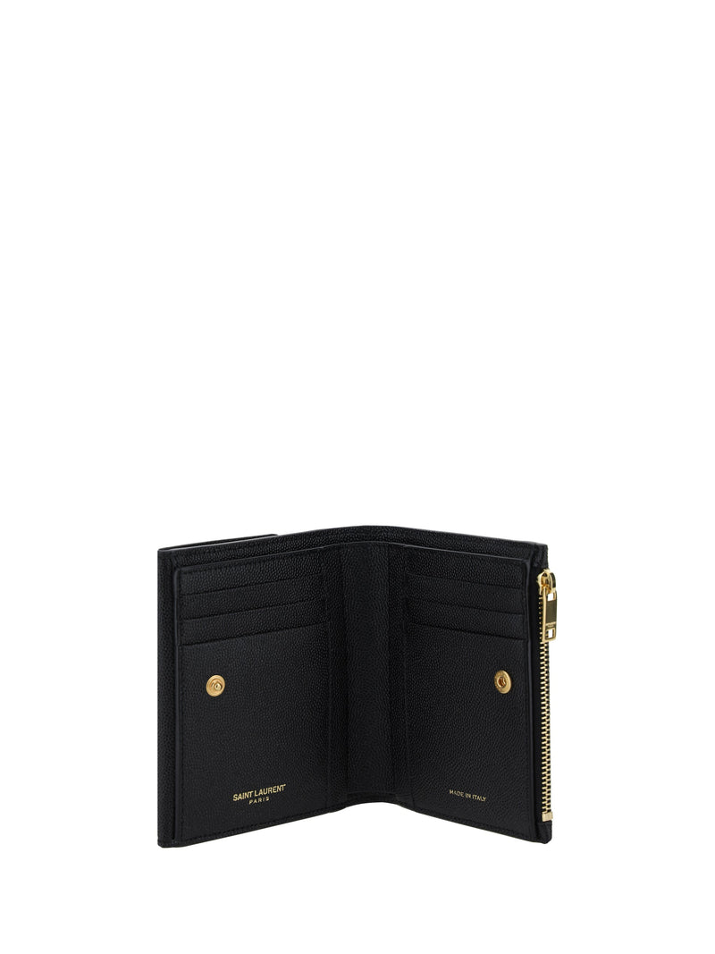 Saint Laurent Calfskin With Signature Ysl Logo Wallet — Black Calf Leather Bos Taurus