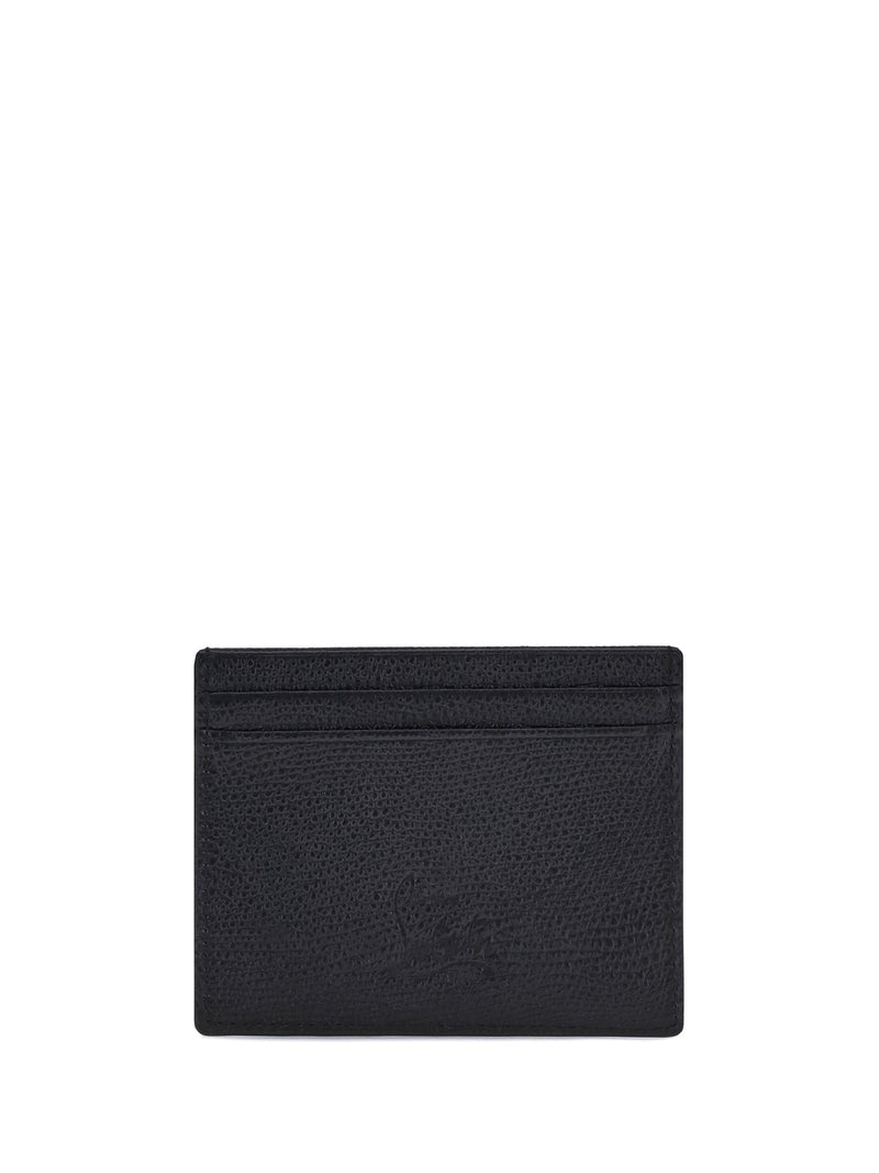 Christian Louboutin Logo-Embossed Calfskin Card Case — Black Calf Leather Bos Taurus Cases
