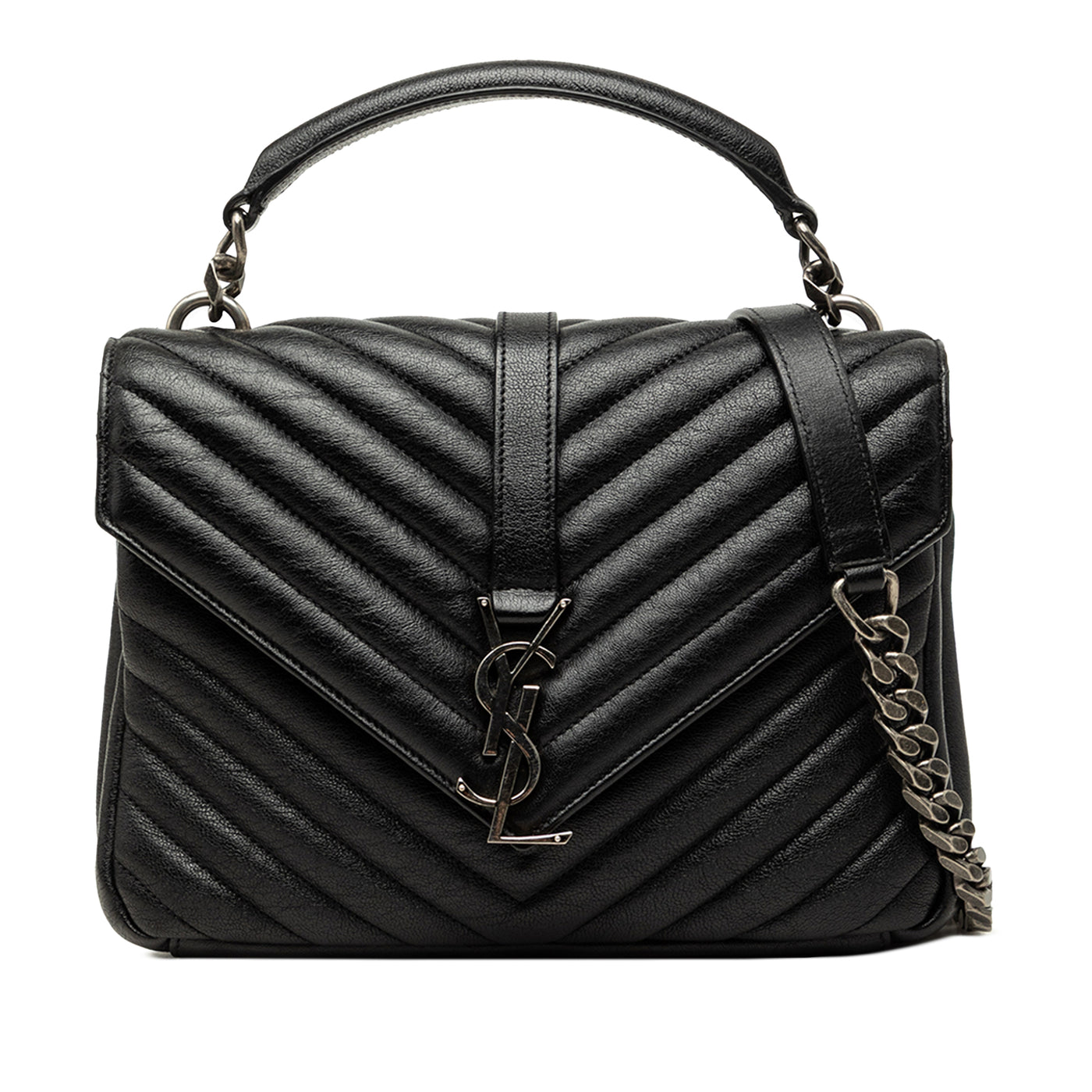 Medium Chevron Sheepskin Monogram College Satchel - Image 1