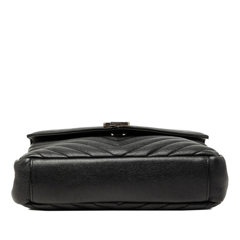 Medium Chevron Sheepskin Monogram College Satchel - Image 3