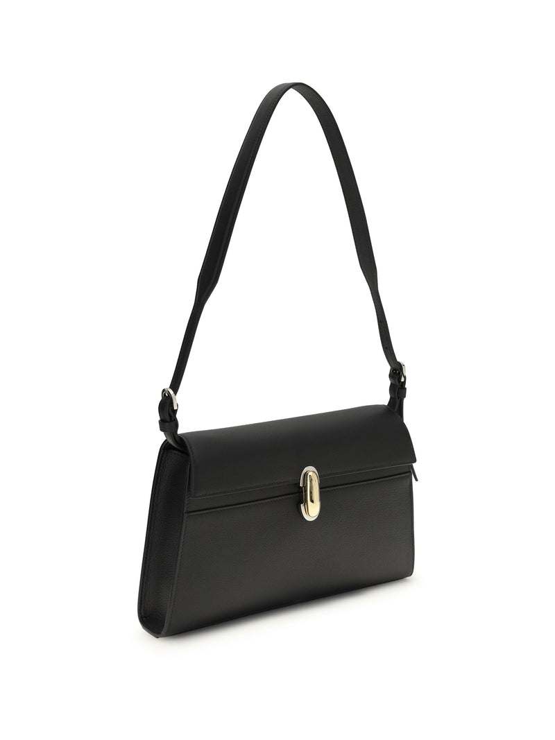 Savette Symmetry Shoulder Bag — Black Calf Leather