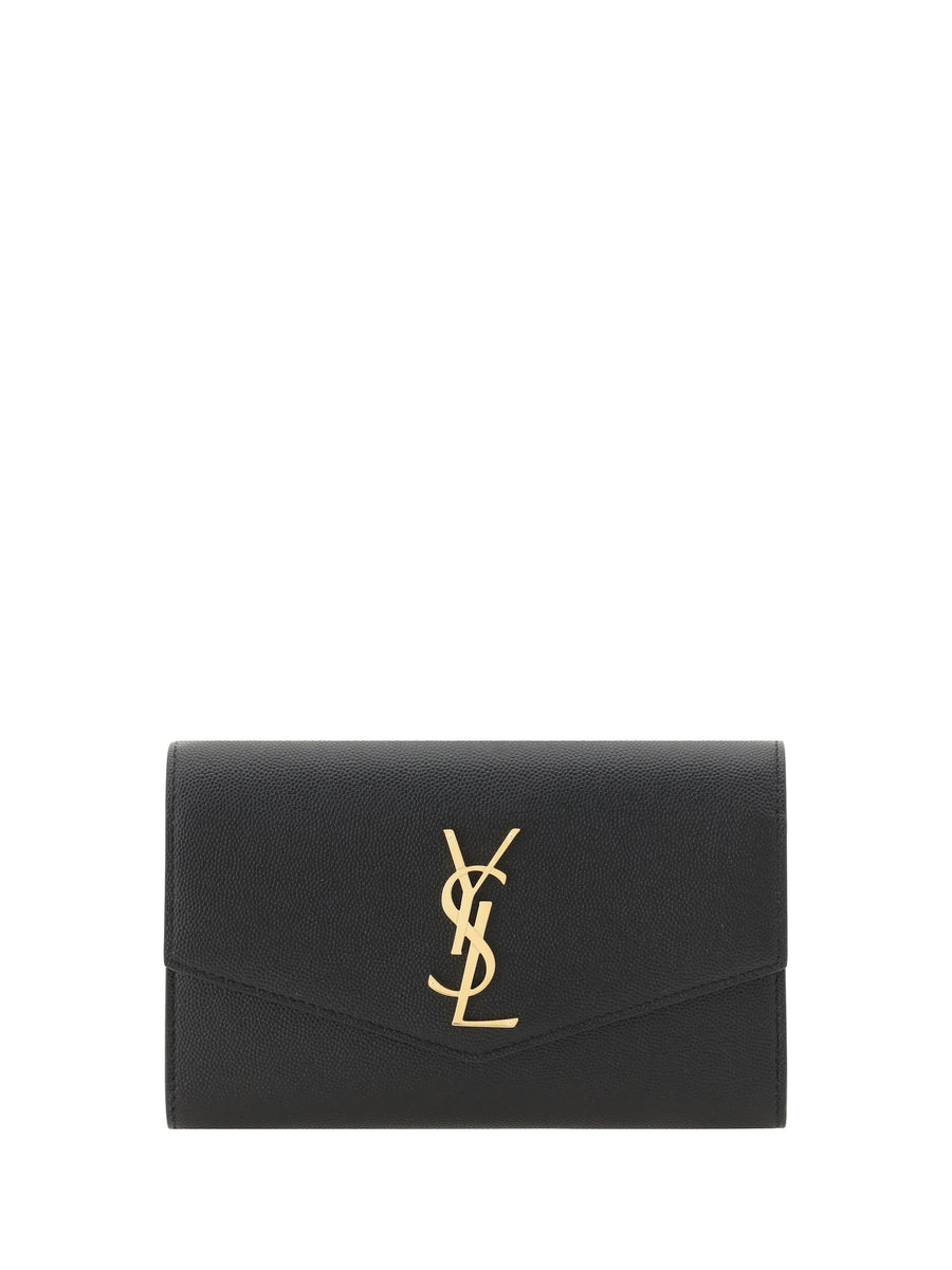 Saint Laurent Leather Chain Wallet — Black Calf Bos Taurus & Purses
