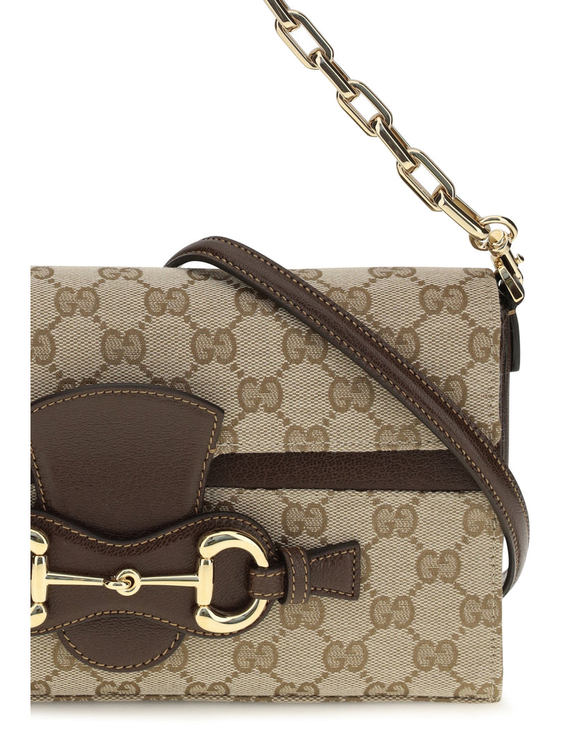 Gucci Horsebit Ristretto Shoulder Bag — Beige Fabric