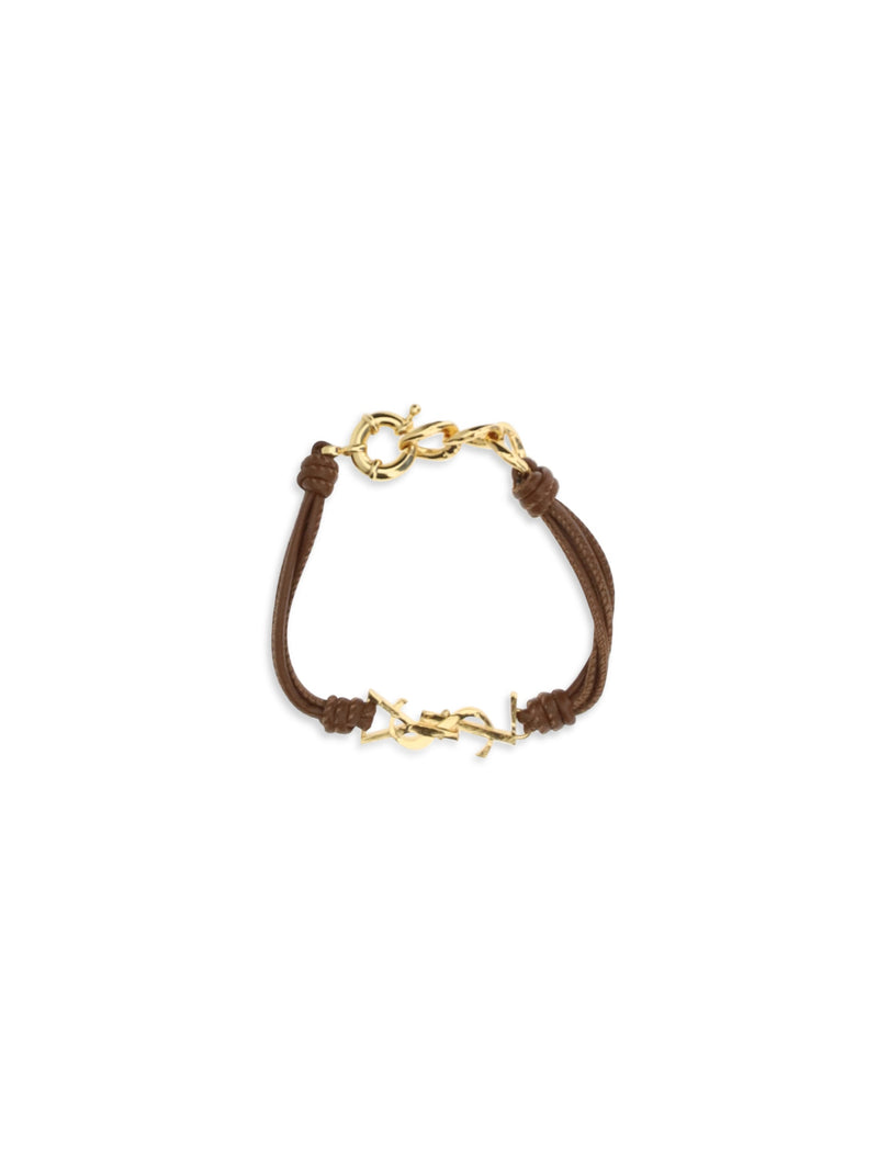 Saint Laurent Cassandre Bracelet — Brown Lamb Ovis Aries Aries; Brass Bracelets