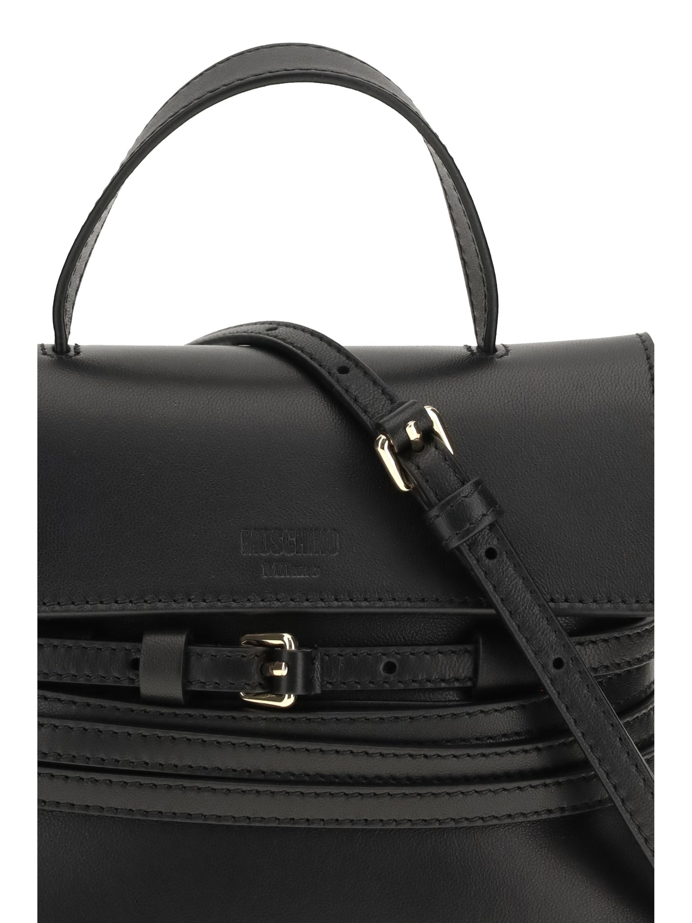 Moschino Top Handle Bag — Black Calf Leather